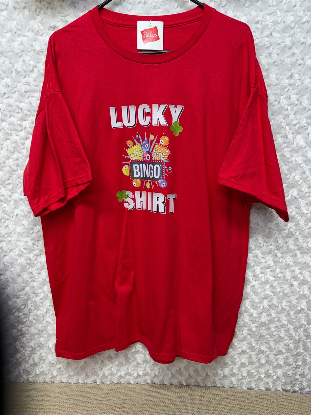 Hanes 2XL unisex Red "Lucky Bingo" Graphic Tee